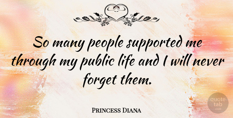 Princess Diana Quote About People, Never Forget, Aids: So Many People Supported Me...