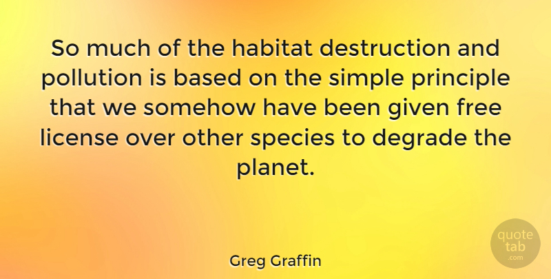Greg Graffin Quote About Simple, Principles, Habitat: So Much Of The Habitat...