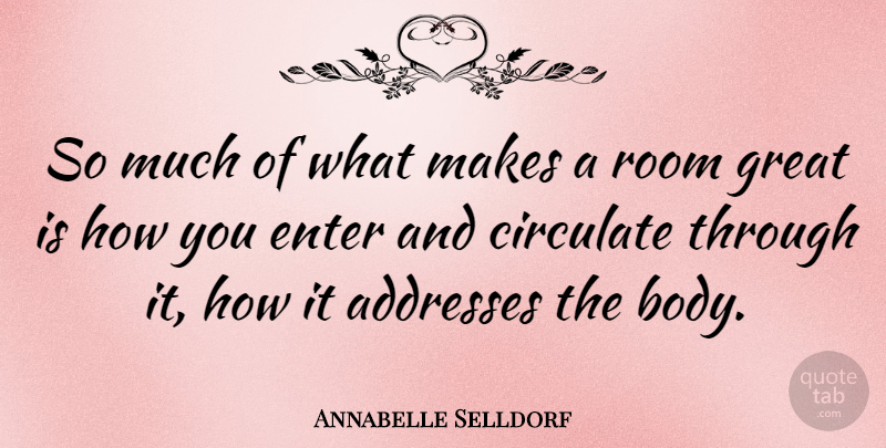 Annabelle Selldorf Quote About Addresses, Rooms, Body: So Much Of What Makes...