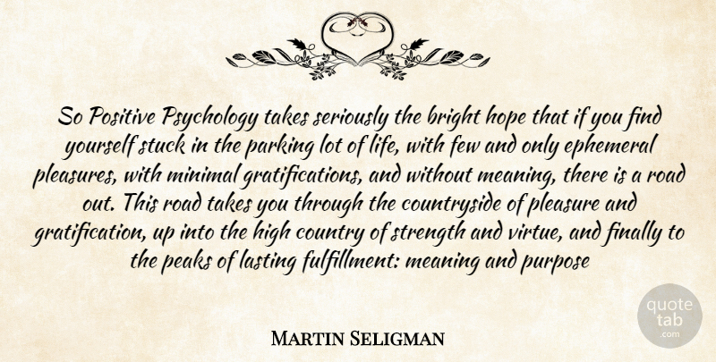 Martin Seligman Quote About Country, Psychology, Finding Yourself: So Positive Psychology Takes Seriously...