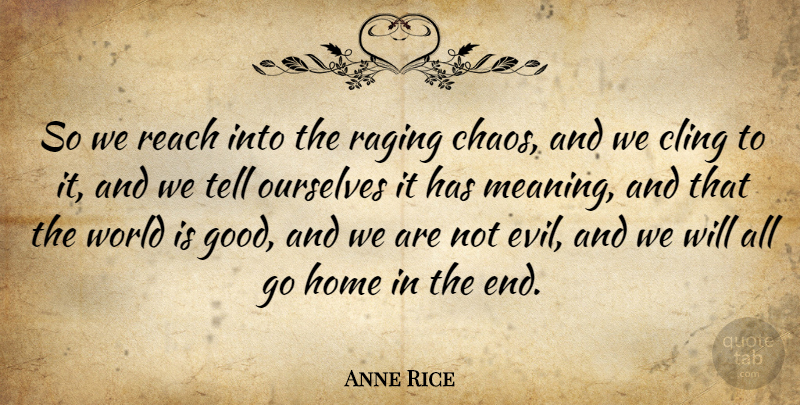 Anne Rice Quote About Home, Evil, World: So We Reach Into The...