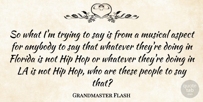 Grandmaster Flash Quote About American Musician, Aspect, Hip, Hop, La: So What Im Trying To...