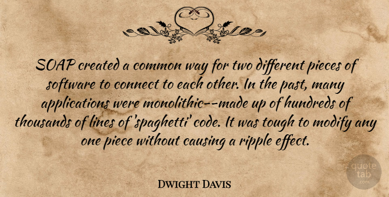 Dwight Davis Quote About Causing, Common, Connect, Created, Lines: Soap Created A Common Way...