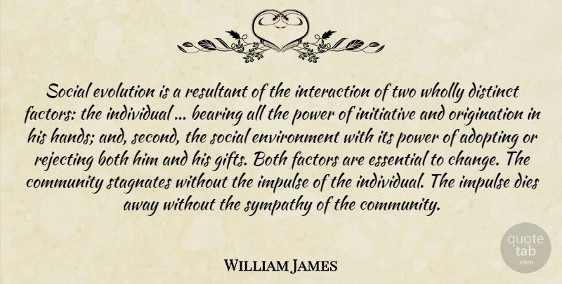 William James Quote About Hands, Two, Community: Social Evolution Is A Resultant...