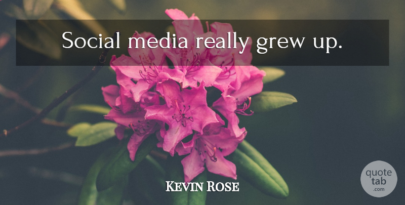 Kevin Rose Quote About Media, Entrepreneur, Social: Social Media Really Grew Up...