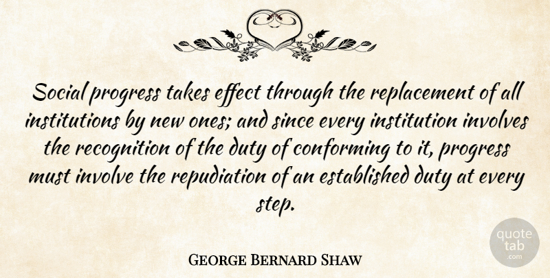 George Bernard Shaw Quote About Progress, Steps, Recognition: Social Progress Takes Effect Through...