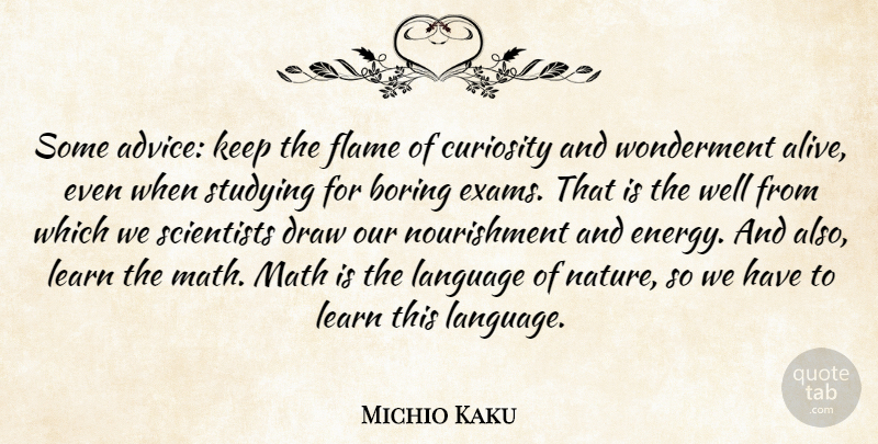 Michio Kaku Quote About Math, Flames, Advice: Some Advice Keep The Flame...