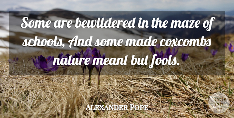 Alexander Pope Quote About Nature, School, Fool: Some Are Bewildered In The...