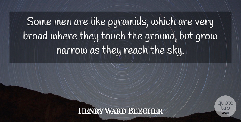 Henry Ward Beecher Quote About Men, Pyramids, Sky: Some Men Are Like Pyramids...
