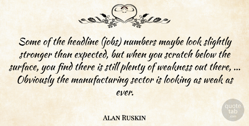 Alan Ruskin Quote About Below, Headline, Jobs, Looking, Maybe: Some Of The Headline Jobs...