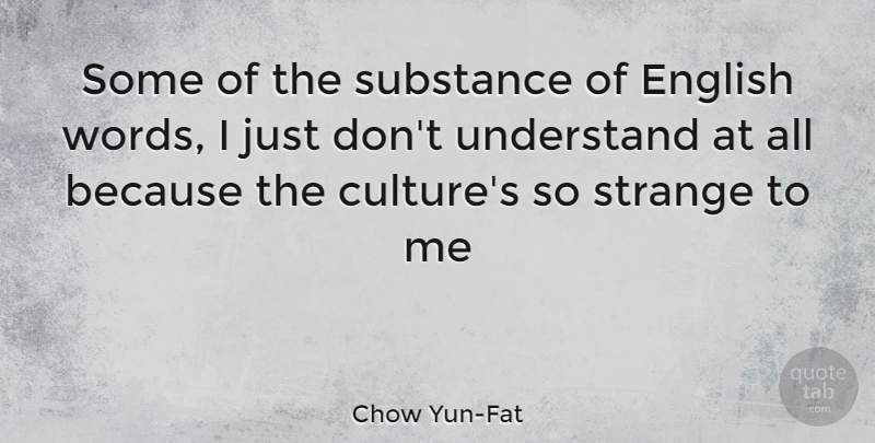 Chow Yun-Fat Quote About Substance, English Words, Culture: Some Of The Substance Of...