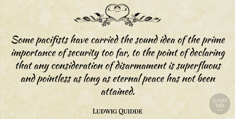 Ludwig Quidde Quote About Ideas, Long, Sound: Some Pacifists Have Carried The...