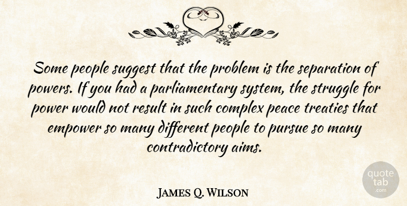 James Q. Wilson Quote About Struggle, People, Empowering: Some People Suggest That The...