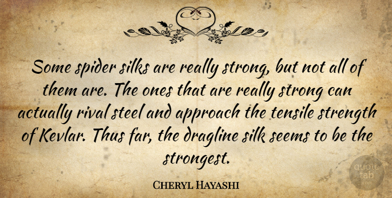 Cheryl Hayashi Quote About Rival, Seems, Silk, Spider, Steel: Some Spider Silks Are Really...