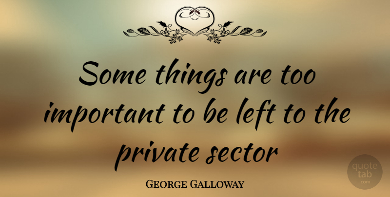 George Galloway Quote About Important, Private Sector, Left: Some Things Are Too Important...