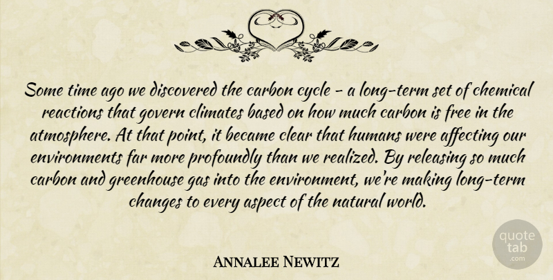 Annalee Newitz Quote About Carbon Cycle, Long, Atmosphere: Some Time Ago We Discovered...