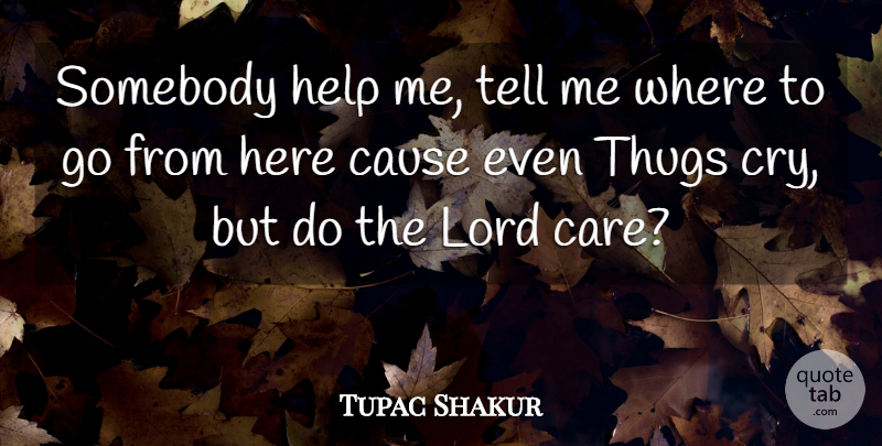 Tupac Shakur Quote About Thug, Care, Causes: Somebody Help Me Tell Me...