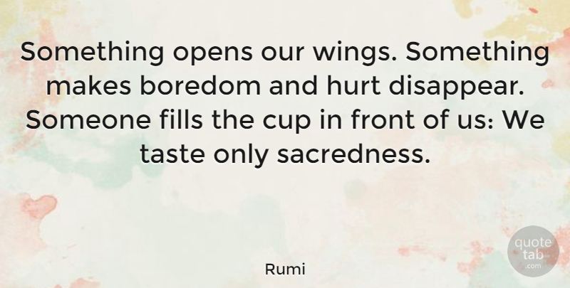 Rumi Quote About Hurt, Blessing, Wings: Something Opens Our Wings Something...