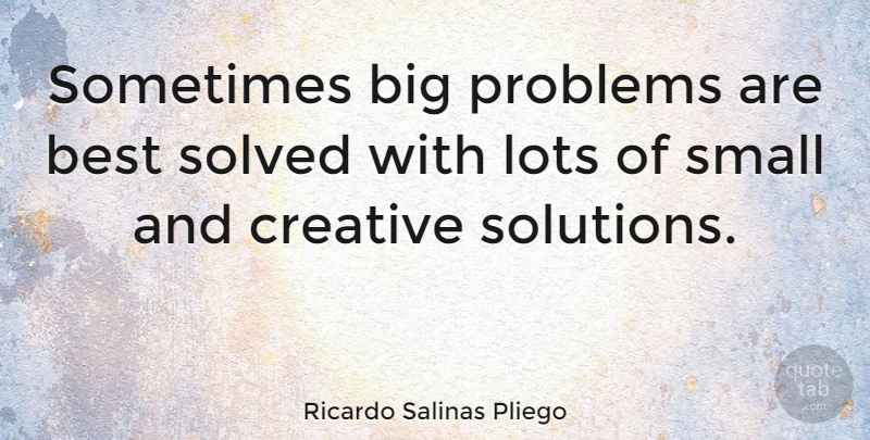 Ricardo Salinas Pliego Quote About Best, Creative, Lots, Problems, Small: Sometimes Big Problems Are Best...