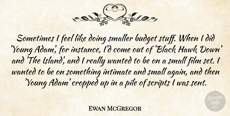 Ewan McGregor Quote About Hawk, Intimate, Pile, Scripts, Smaller: Sometimes I Feel Like Doing...