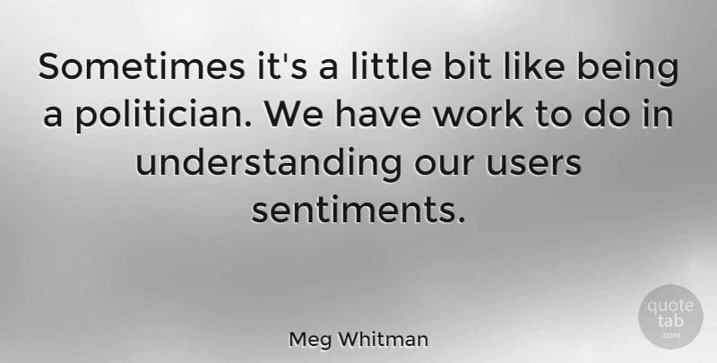 Meg Whitman Quote About Understanding, Littles, Sometimes: Sometimes Its A Little Bit...