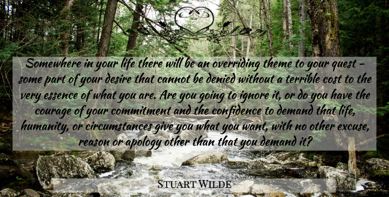 Stuart Wilde Quote About Commitment, Apology, Essence: Somewhere In Your Life There...