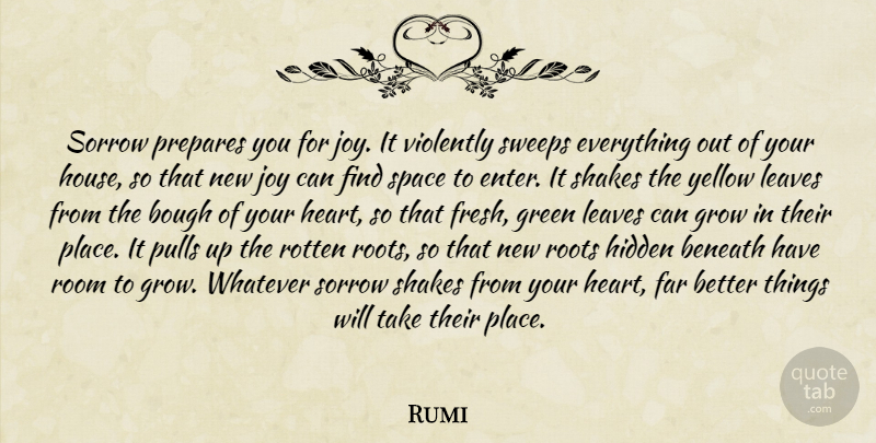 Rumi Quote About Spiritual, Heart, Roots: Sorrow Prepares You For Joy...