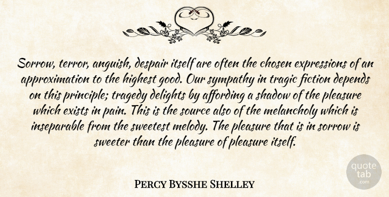 Percy Bysshe Shelley Quote About Pain, Expression, Sorrow: Sorrow Terror Anguish Despair Itself...