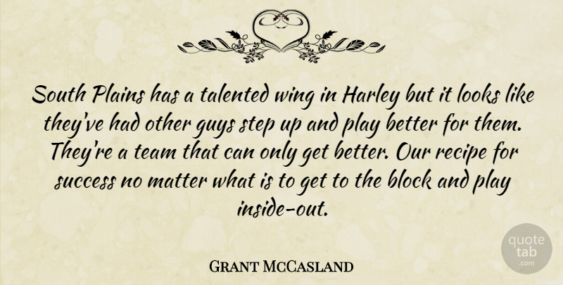 Grant McCasland Quote About Block, Guys, Harley, Looks, Matter: South Plains Has A Talented...