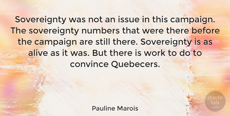 Pauline Marois Quote About Numbers, Issues, Campaigns: Sovereignty Was Not An Issue...