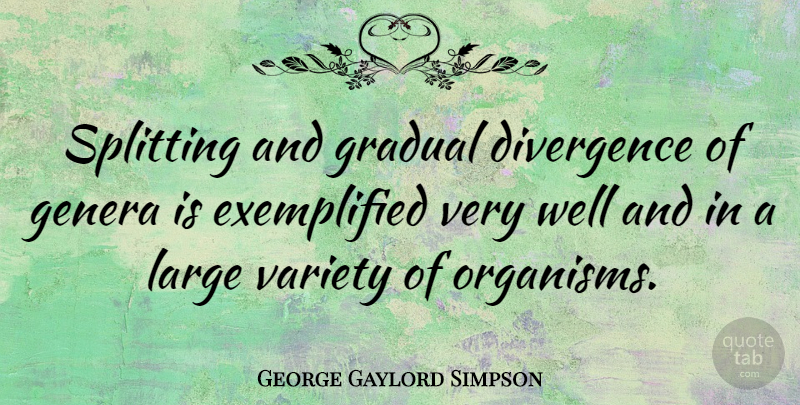 George Gaylord Simpson Quote About Wells, Splitting, Variety: Splitting And Gradual Divergence Of...