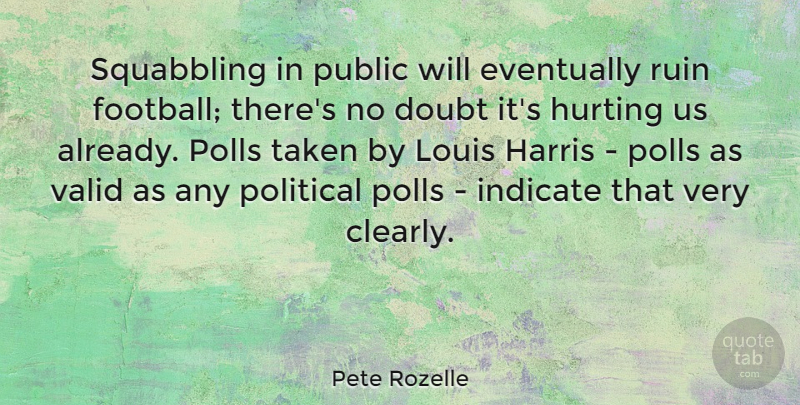 Pete Rozelle Quote About Eventually, Harris, Hurting, Indicate, Louis: Squabbling In Public Will Eventually...