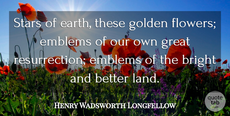 Henry Wadsworth Longfellow Quote About Stars, Flower, Land: Stars Of Earth These Golden...