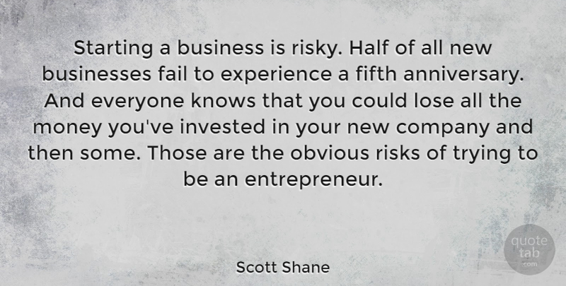 Scott Shane Quote About Business, Businesses, Company, Experience, Fail: Starting A Business Is Risky...