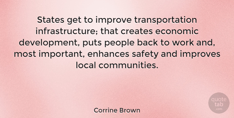 Corrine Brown Quote About Safety, People, Community: States Get To Improve Transportation...