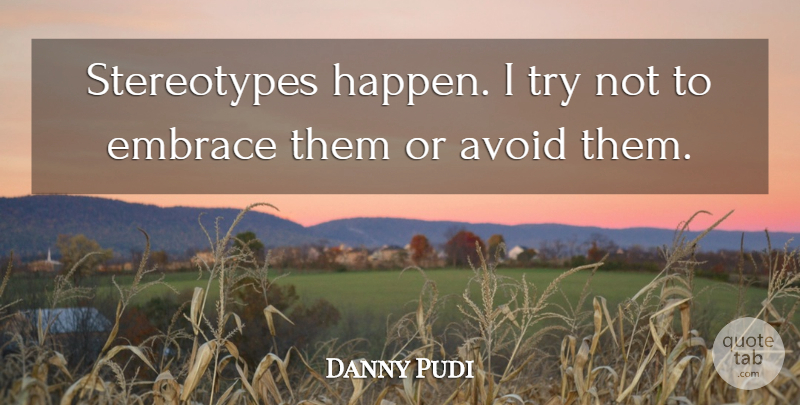 Danny Pudi Quote About Trying, Stereotype, Embrace: Stereotypes Happen I Try Not...