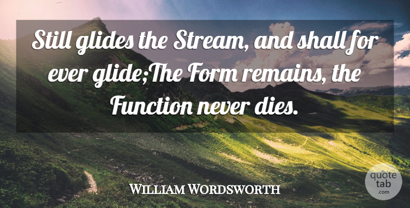 William Wordsworth Quote About Form, Function, Shall: Still Glides The Stream And...