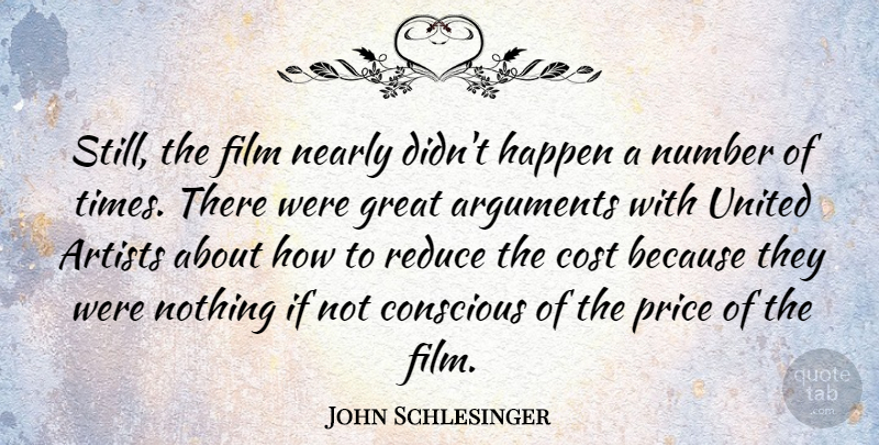 John Schlesinger Quote About Artists, Conscious, Cost, Great, Nearly: Still The Film Nearly Didnt...