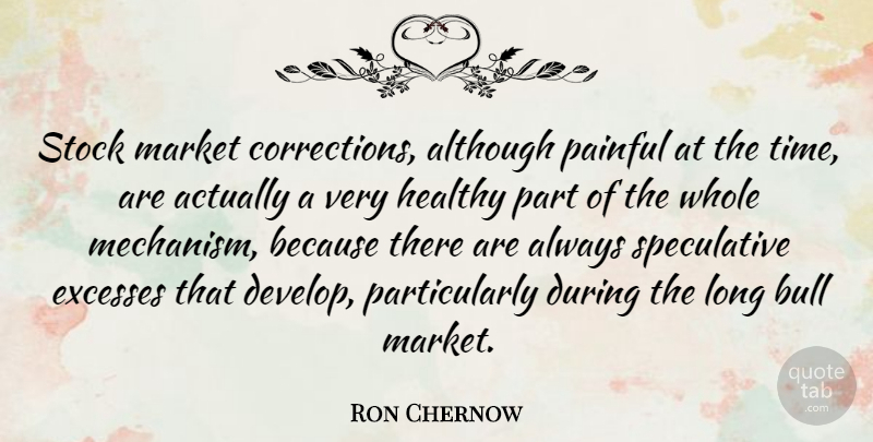 Ron Chernow Quote About Long, Healthy, Excess: Stock Market Corrections Although Painful...