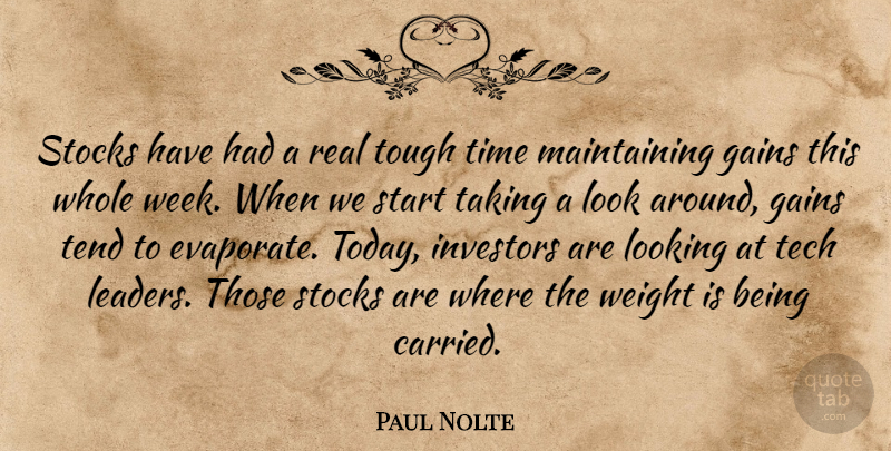 Paul Nolte Quote About Gains, Investors, Looking, Start, Stocks: Stocks Have Had A Real...