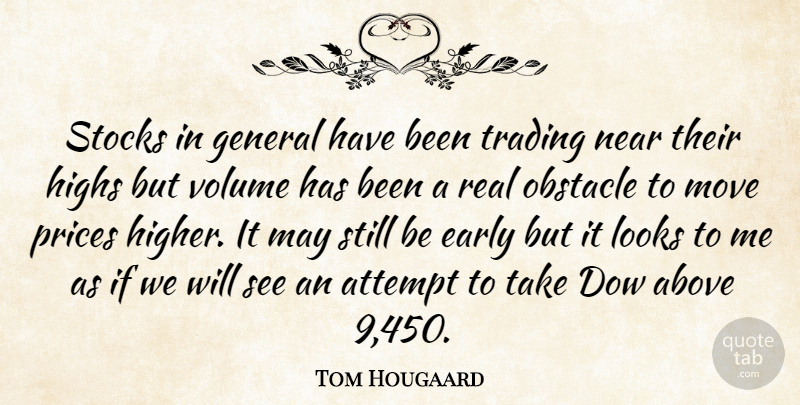 Tom Hougaard Quote About Above, Attempt, Early, General, Highs: Stocks In General Have Been...
