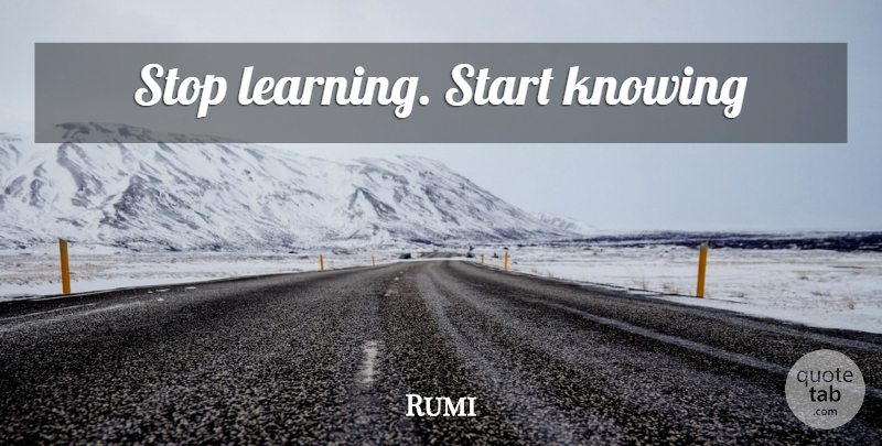 Rumi Quote About Knowing: Stop Learning Start Knowing...