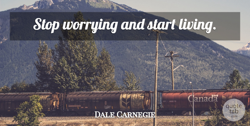 Dale Carnegie Quote About Worry, Personal Development, Just For Today: Stop Worrying And Start Living...