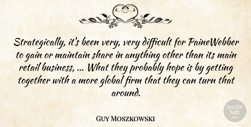 Guy Moszkowski Quote About Difficult, Firm, Gain, Global, Hope: Strategically Its Been Very Very...