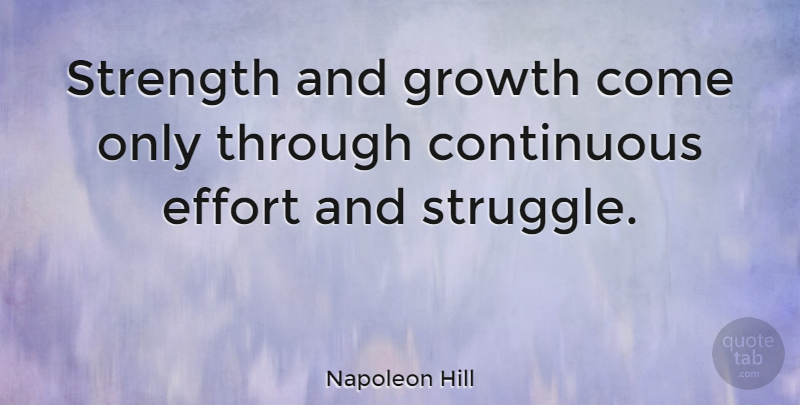 Napoleon Hill Quote About Strength, Success, Inspiration: Strength And Growth Come Only...