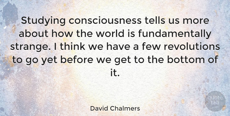 David Chalmers Quote About Thinking, World, Revolution: Studying Consciousness Tells Us More...