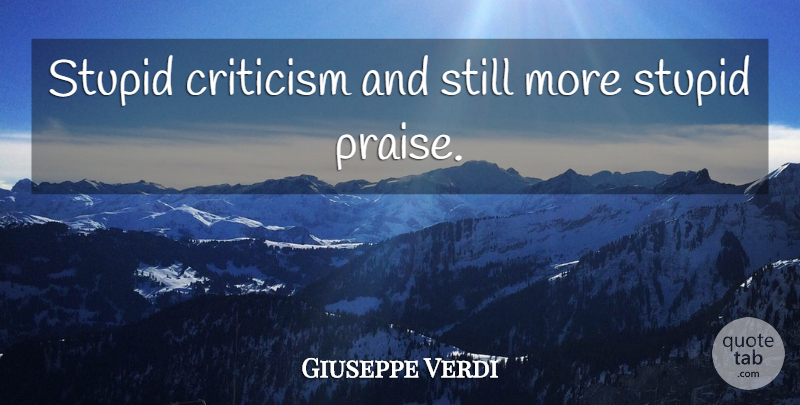 Giuseppe Verdi Quote About Stupid, Criticism, Praise: Stupid Criticism And Still More...