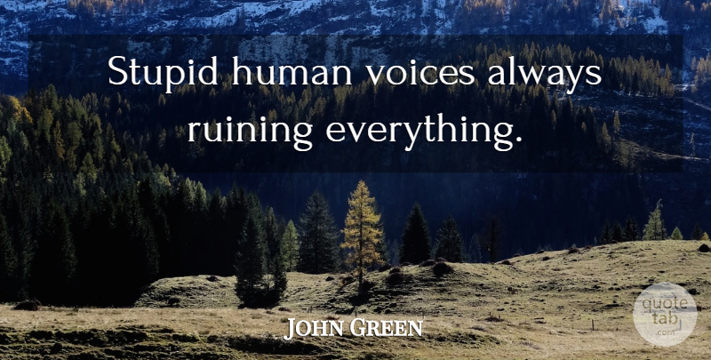John Green Quote About Stupid, Voice, Ruining Everything: Stupid Human Voices Always Ruining...