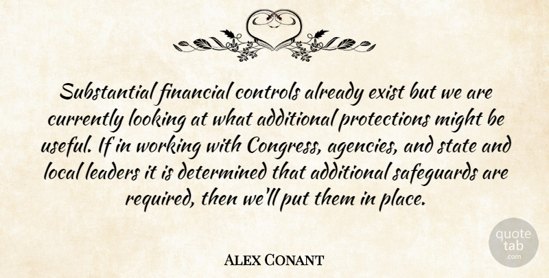 Alex Conant Quote About Additional, Controls, Currently, Determined, Exist: Substantial Financial Controls Already Exist...