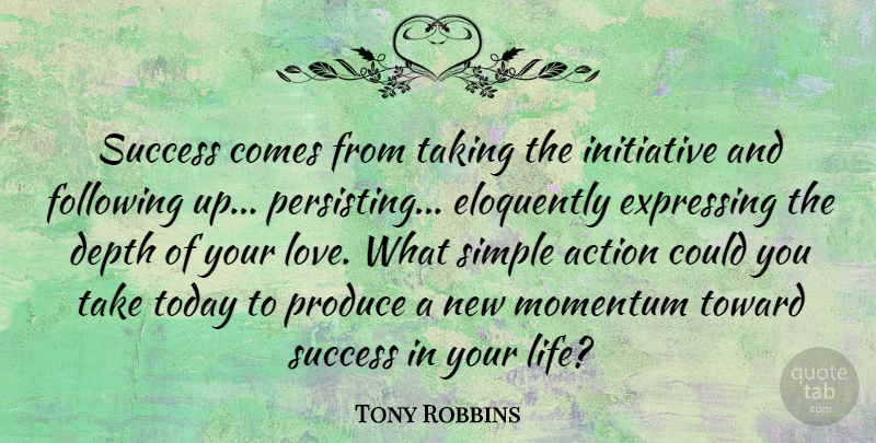 Tony Robbins Quote About Love, Motivational, Success: Success Comes From Taking The...